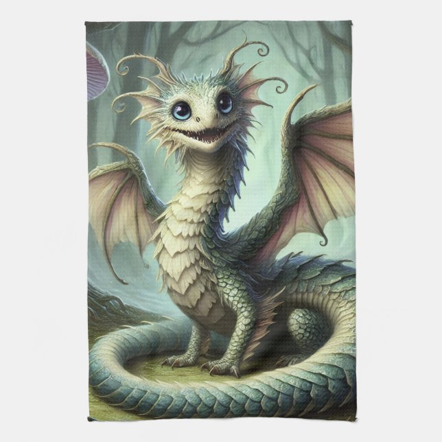 Linge De Cuisine Dragon Jabberwocky Mignon Créature Fantastique Art (Vertical)