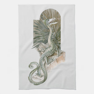 Linge De Cuisine Dragon Lézard Mythique sur des Roches, Mythologie