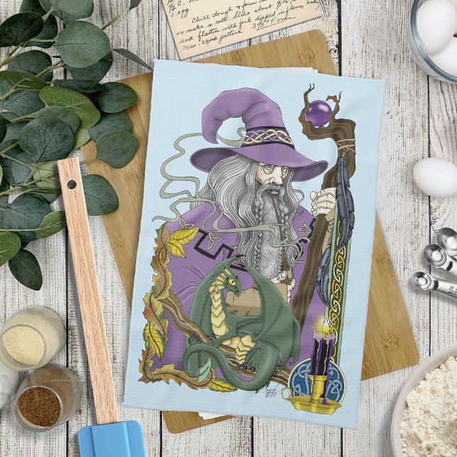Linge De Cuisine Dragon Sorcier Celtique Fantastique Violet (Créateur téléchargé)