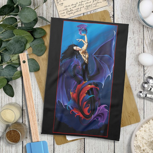 Linge De Cuisine Dragons d'eau de sirène noir violet (Créateur téléchargé)