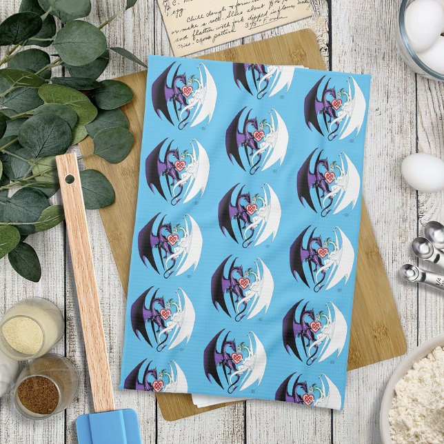 Linge De Cuisine Dragons Love Heart Blue (Créateur téléchargé)