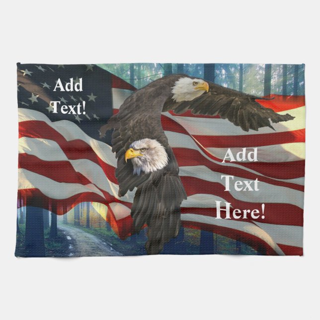 Linge De Cuisine Drapeau américain Bald Eagle (Horizontal)