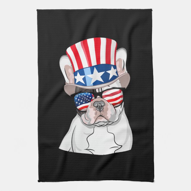 Linge De Cuisine Drapeau américain Bulldog 4 juillet (Vertical)