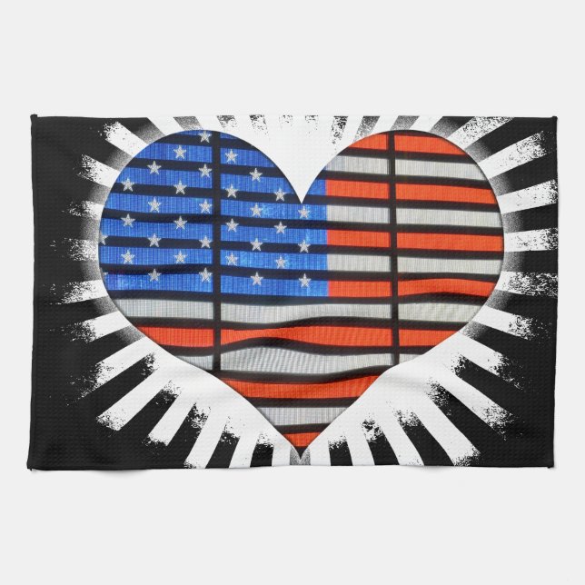 Linge De Cuisine Drapeau américain Patriot Heart (Horizontal)