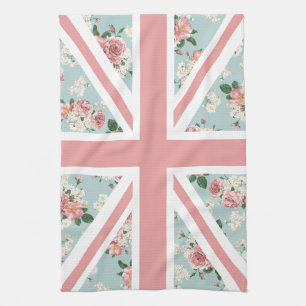 Linge De Cuisine Drapeau anglais d'Union Jack de roses