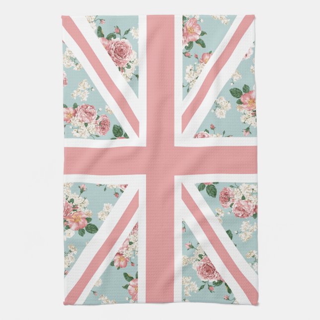 Linge De Cuisine Drapeau anglais d'Union Jack de roses (Vertical)