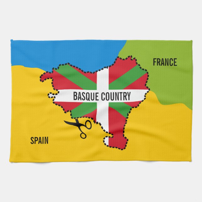 Linge De Cuisine Drapeau basque Ikurriña, indépendance du Pays basq (Horizontal)