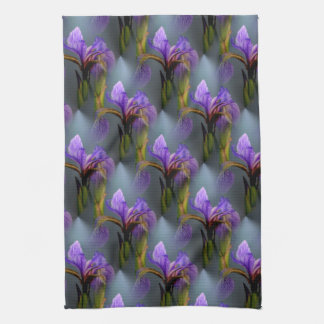 Linge De Cuisine Drapeau bleu Iris Fleur Nature Motif d'art