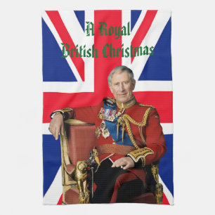 Linge De Cuisine Drapeau britannique King Charles III Salutation de