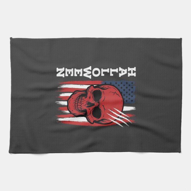 Linge De Cuisine Drapeau crâne Halloween Vector Design_1 (Horizontal)
