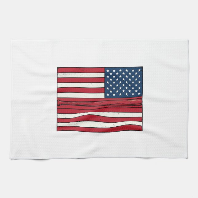 Linge De Cuisine Drapeau de baseball en détresse Conception de vect (Horizontal)