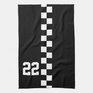 Linge De Cuisine Drapeau De Course Personnalisé Noir Et Blanc
