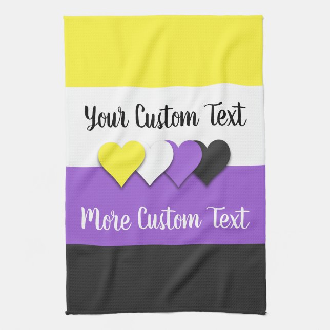 Linge De Cuisine Drapeau de fierté non-binaire avec les coeurs (Vertical)