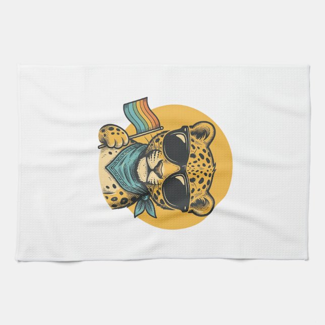 Linge De Cuisine Drapeau de la fierté du léopard arc-en-ciel Design (Horizontal)