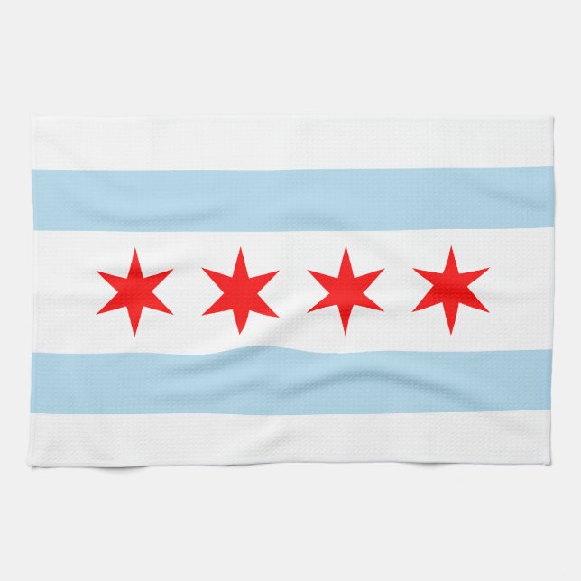 Linge De Cuisine Drapeau de la ville de Chicago Illinois (Horizontal)