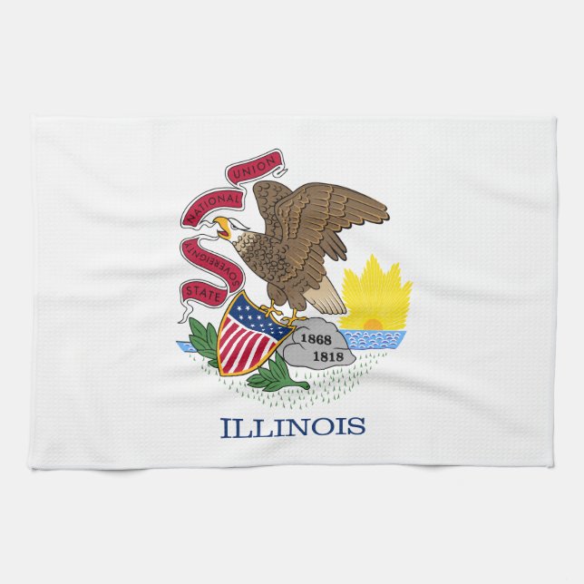 Linge De Cuisine Drapeau de l'État de l'Illinois (Horizontal)