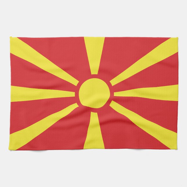 Linge De Cuisine Drapeau de Macédoine du Nord (Horizontal)