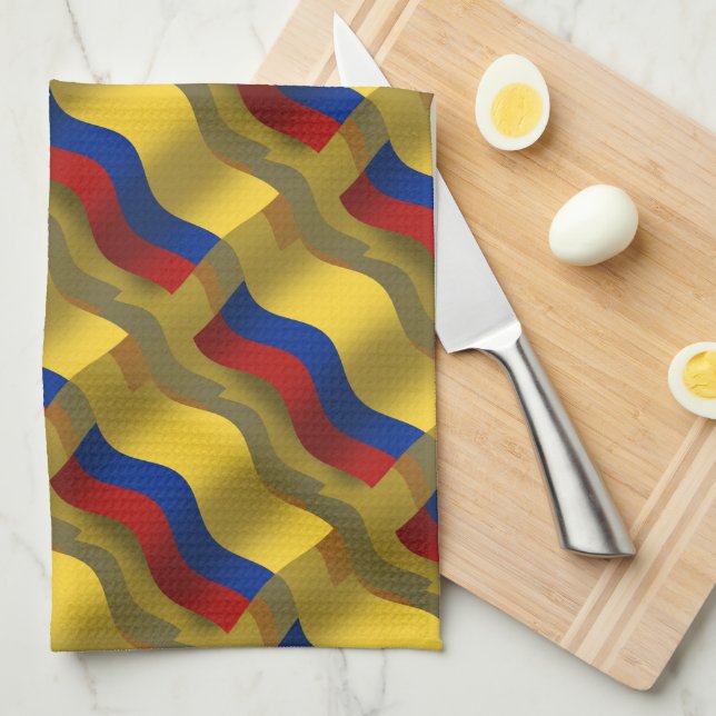 Linge De Cuisine Drapeau de ondulation de la Colombie (Quart Plié)