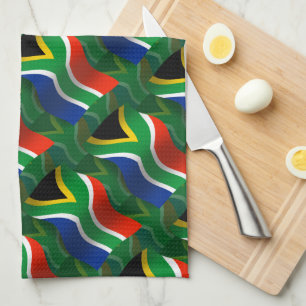 Linge De Cuisine Drapeau de ondulation de l'Afrique du Sud