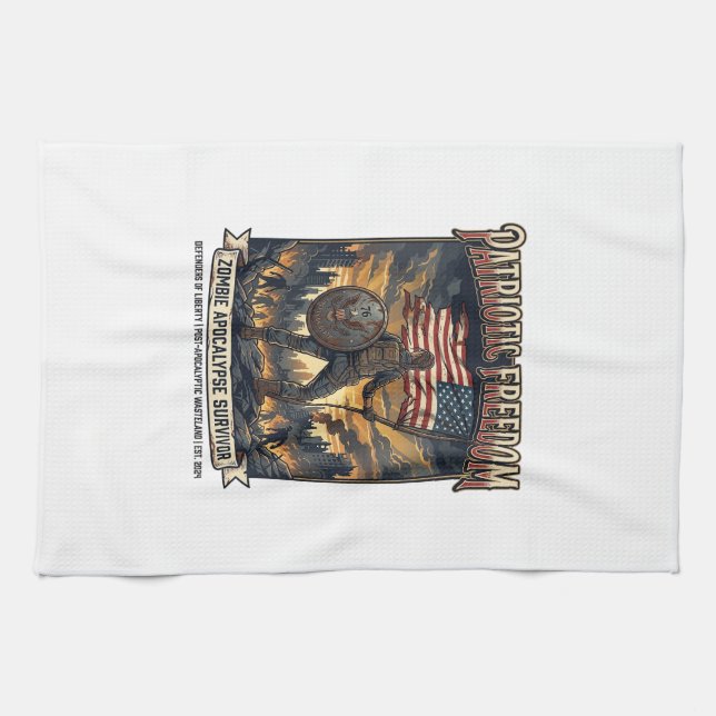 Linge De Cuisine Drapeau de rouille patriotique Survivant Apocalyps (Horizontal)