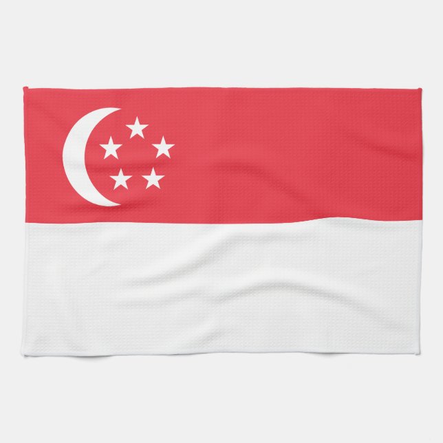 Linge De Cuisine Drapeau de Singapour (Horizontal)