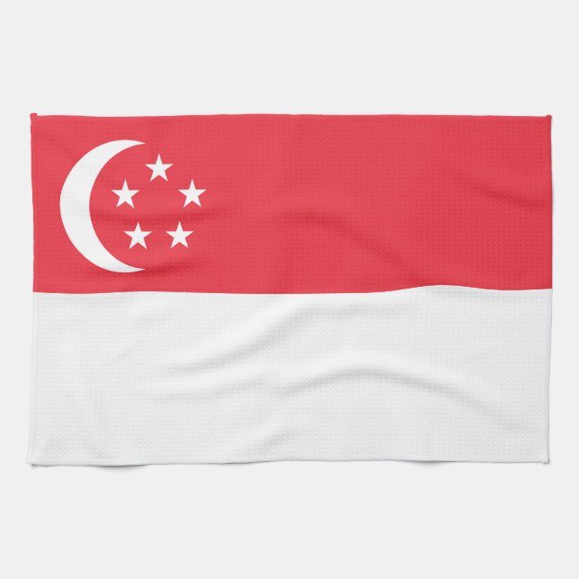 Linge De Cuisine Drapeau de Singapour (Horizontal)