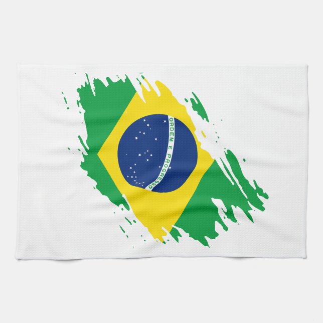 Linge De Cuisine Drapeau déchiré du Brésil Fierté nationale des fan (Horizontal)
