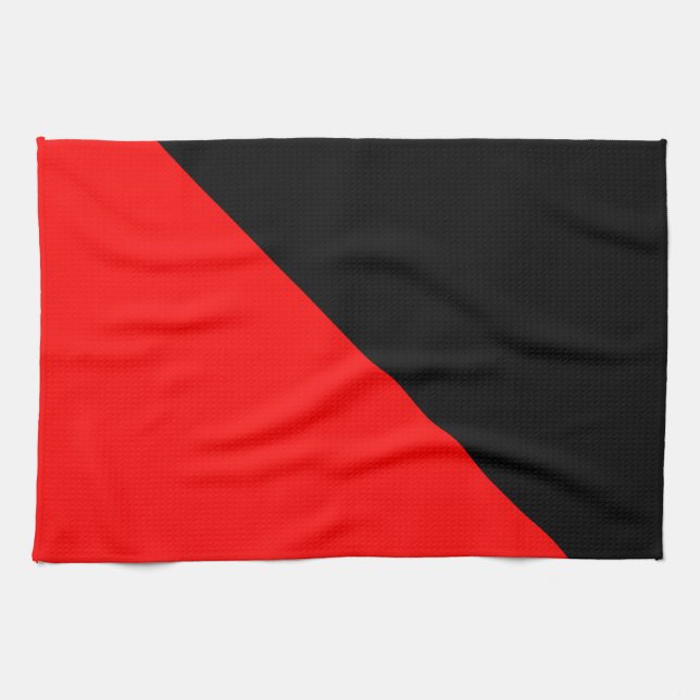 Linge De Cuisine Drapeau diagonal noir et rouge (Horizontal)