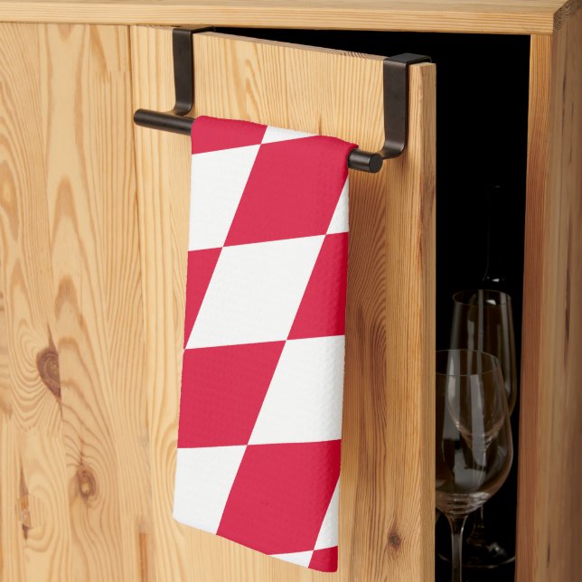 Linge De Cuisine Drapeau diamant Bavière rouge et blanc (Pliage en tiers)