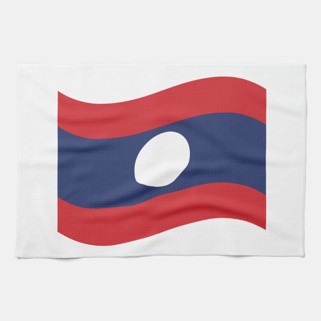 Linge De Cuisine Drapeau du Laos en Vague (Horizontal)