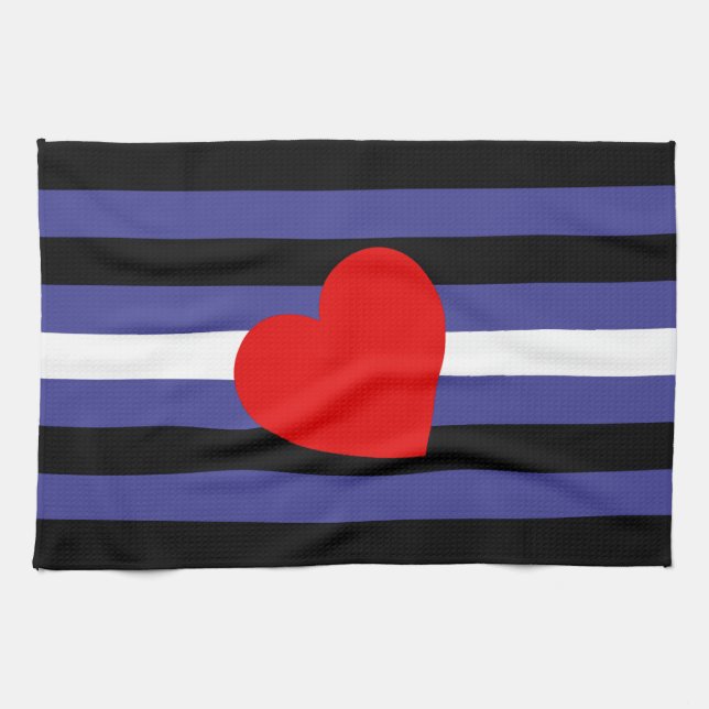 Linge De Cuisine Drapeau et cœur de fierté en cuir (Horizontal)