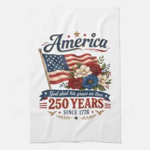 Linge De Cuisine Drapeau floral 250 ans d'Amérique