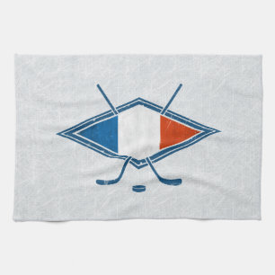 Linge De Cuisine Drapeau français de hockey sur glace Logo Serviett