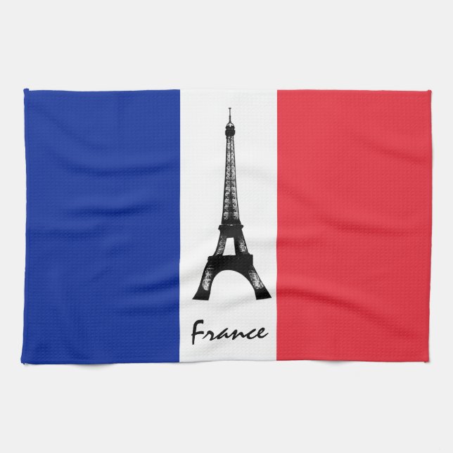 Linge De Cuisine Drapeau français et Tour Eiffel - France/fans spor (Horizontal)