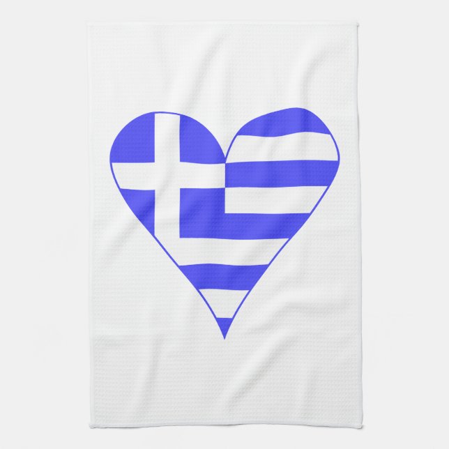 Linge De Cuisine Drapeau grec à coeur funky (Vertical)