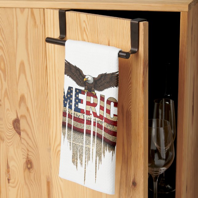 Linge De Cuisine Drapeau grunge américain et aigle (Pliage en tiers)