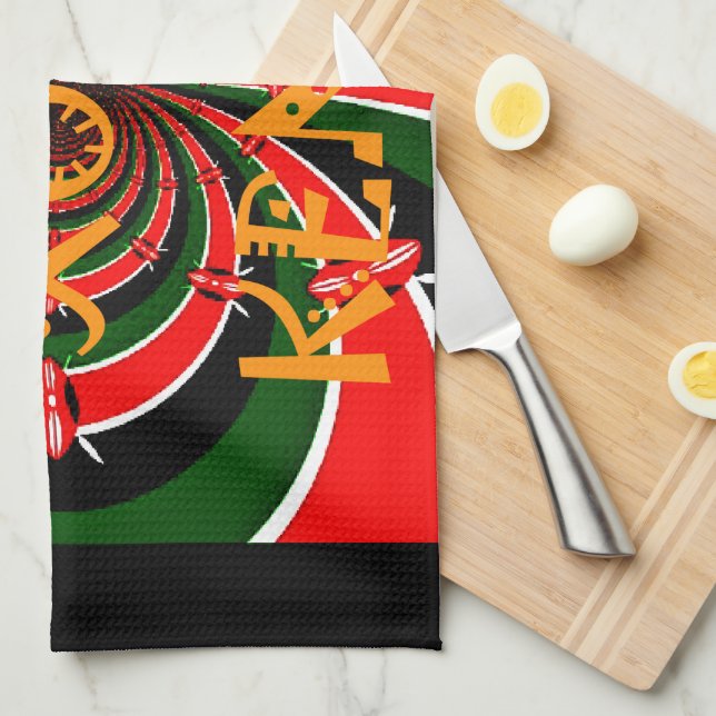 Linge De Cuisine Drapeau Kenya d'inspiration africaine - Art Abstra (Quart Plié)