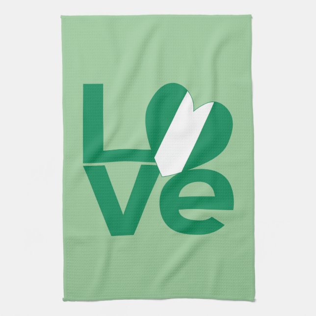 Linge De Cuisine Drapeau nigérian en forme de cœur LOVE vert  (Vertical)