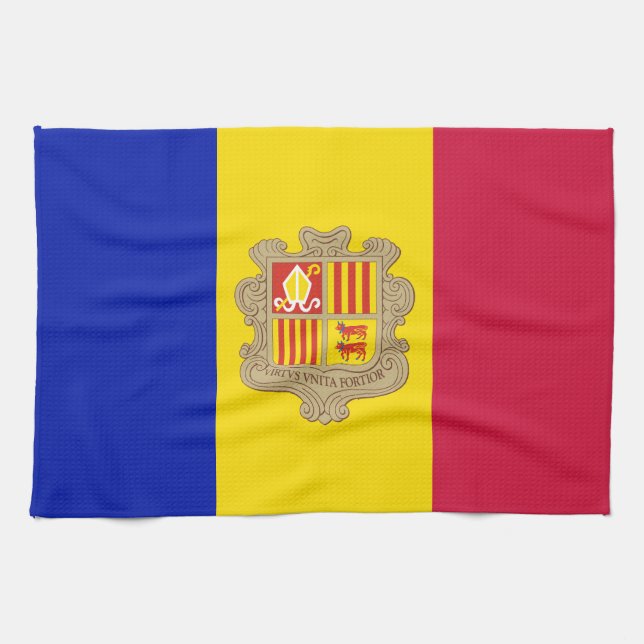 Linge De Cuisine Drapeau patriotique d'Andorre (Horizontal)