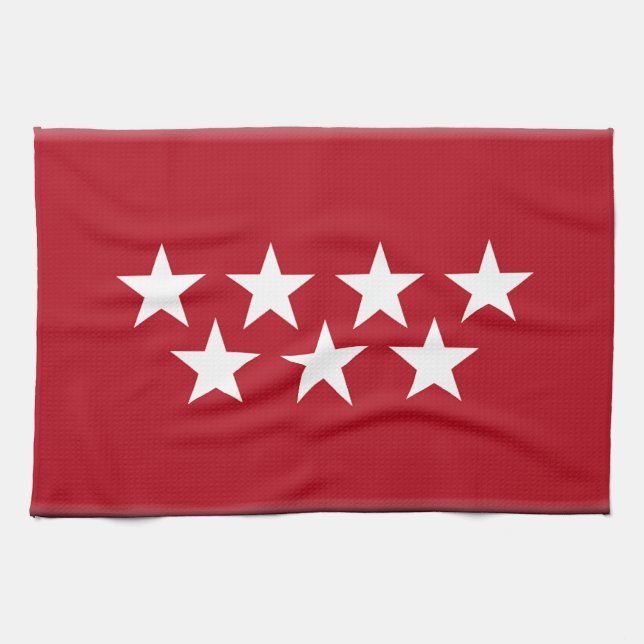 Linge De Cuisine Drapeau (régional) de Madrid Espagne (Horizontal)
