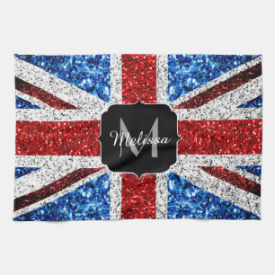Linge De Cuisine Drapeau rouge bleu blanc brillant parties scintill