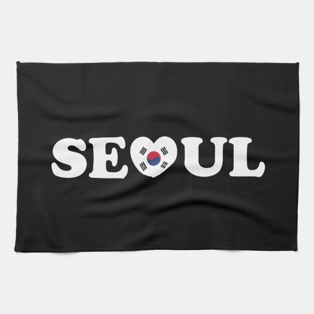 Linge De Cuisine Drapeau Seoul Love Heart Taegeukgi (Horizontal)