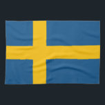 Linge De Cuisine Drapeau suédois<br><div class="desc">Drapeau suédois - croix jaune Le drapeau suédois était probablement inspiré du plus ancien drapeau nordique - Danneborg danois. La croix jaune sur un arrière - plan bleu atteint les bords du drapeau et son bras plus court est situé plus près du côté gauche du drapeau. #Suède #swedish #yellowcross #nordic...</div>