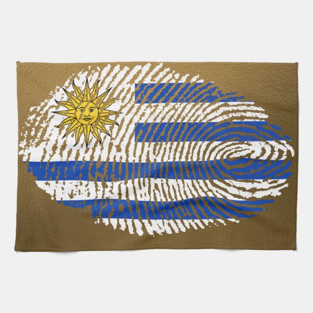 Linge De Cuisine Drapeau uruguayen d'empreinte digitale de contact (Horizontal)