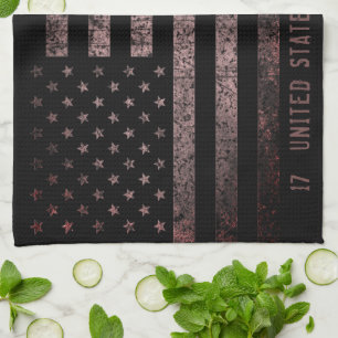 Linge De Cuisine Drapeau Vintage américain rose et noir Grunge