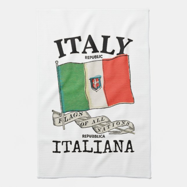 Linge De Cuisine Drapeau vintage du pays Italie (Vertical)