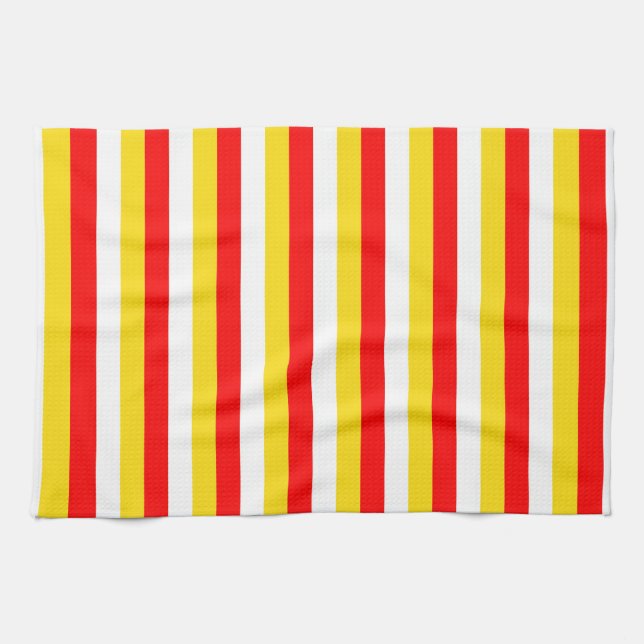 Linge De Cuisine drapeaux de Guernesey rayures rouge jaune blanc mo (Horizontal)