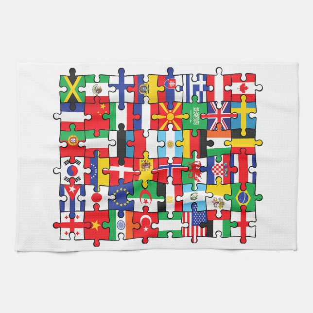Linge De Cuisine Drapeaux des pays du pavillon international (Horizontal)
