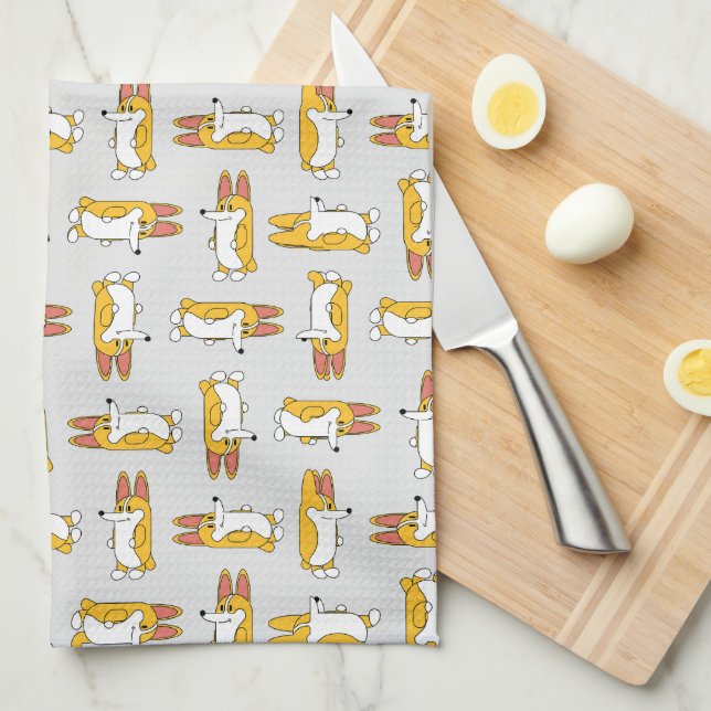 Linge De Cuisine Drôle Cartoon Corgi Motif (Quart Plié)