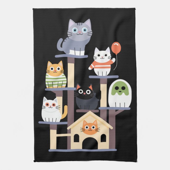 Linge De Cuisine Drôle Cat Horror Movies mignon Halloween Cat Kitty (Vertical)